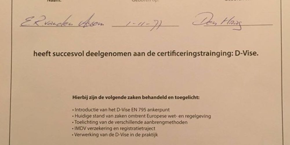 Certificatie valbeveiliging